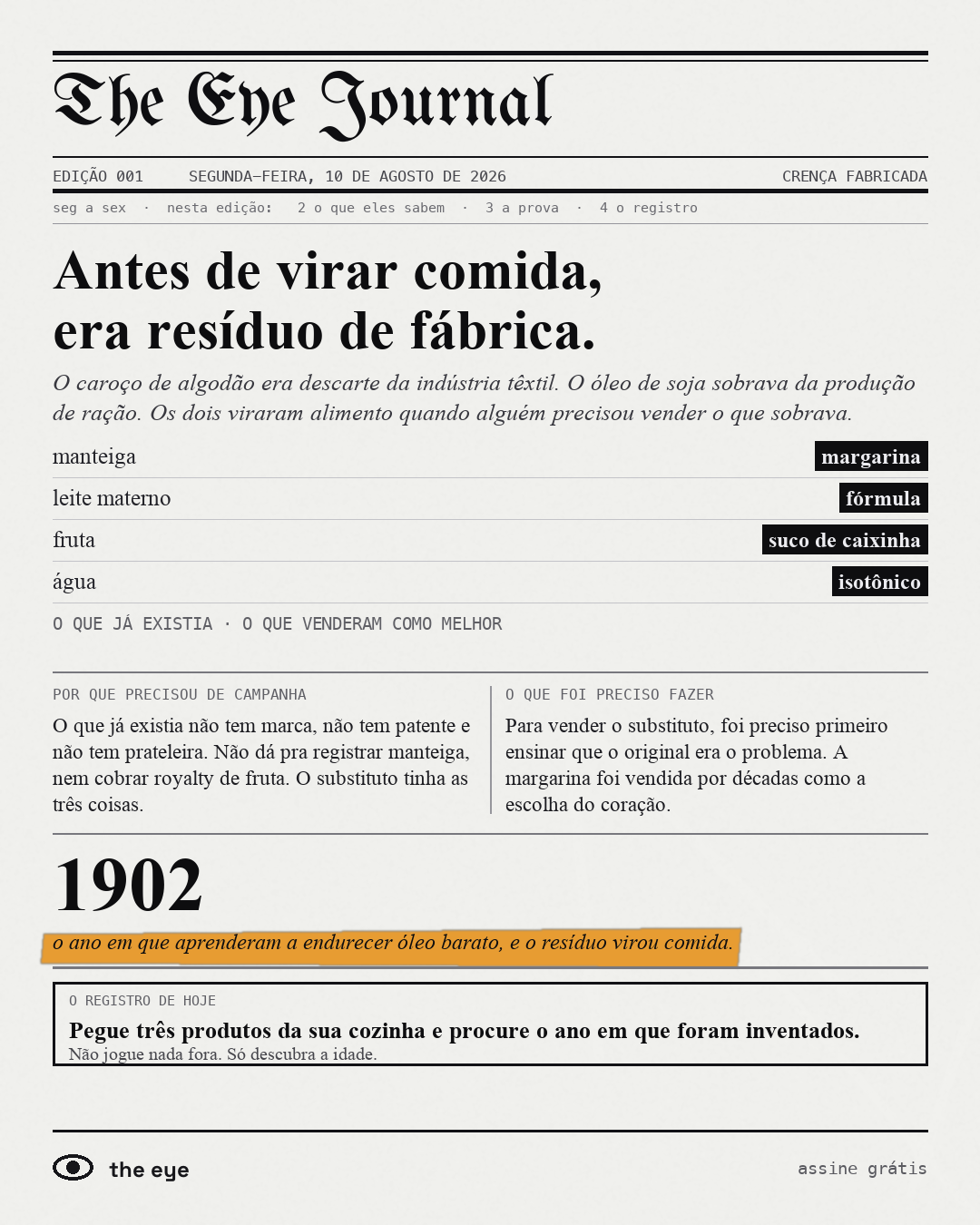 Capa da edição 001 do the eye journal
